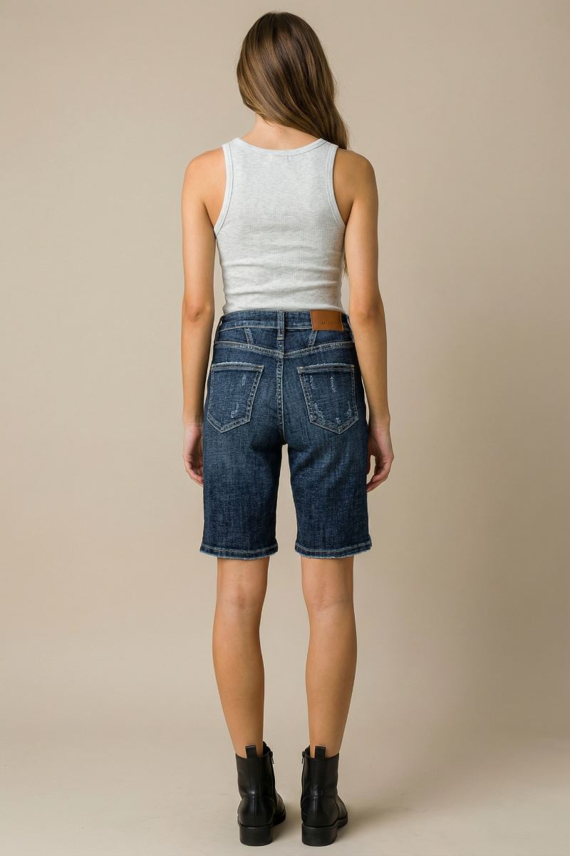 Celeste Dark Wash High Rise Bermuda Jeans